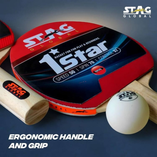 Stag 1 Star Table Tennis Racquet Pair With TT Balls