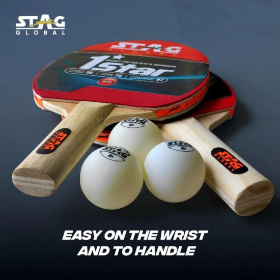 Stag 1 Star Table Tennis Racquet Pair With TT Balls