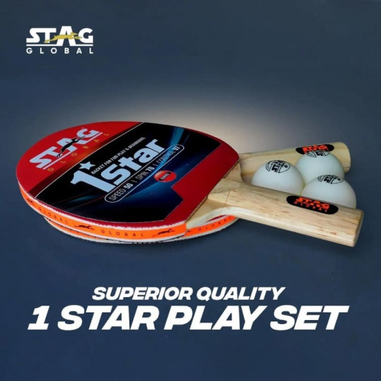 Stag 1 Star Table Tennis Racquet Pair With TT Balls