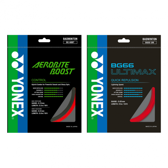 Yonex Aerobite Boost And BG 66 Ultimax Badminton String [COMBO]