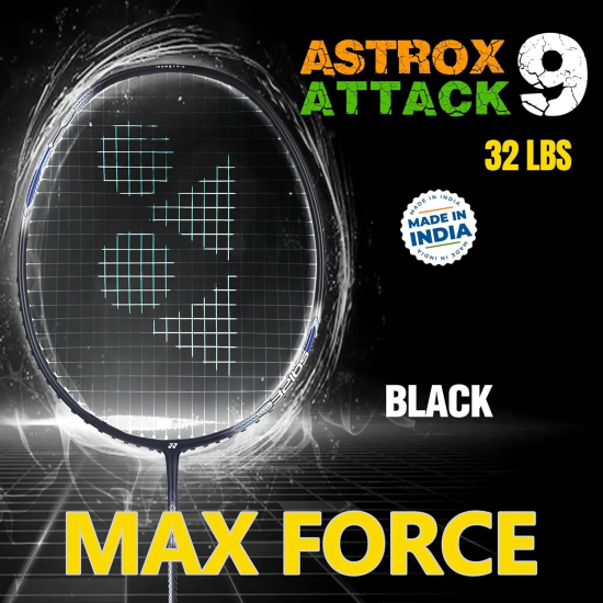 Yonex Astrox Attack 9 Badminton Racquet| Yonex Exbolt 68 Stringing | Yonex Super Graps (4pcs)