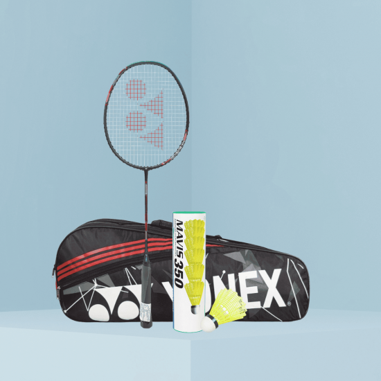 Yonex Astrox Attack 9 Badminton Racquet| Yonex Mavis 350 Shuttle Cock | Yonex Kit Bag